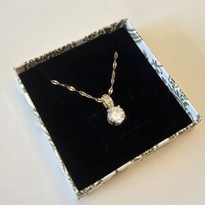 Gold Plated Necklace with 2 Carat Moissanite Solitaire Pendant